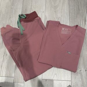 Figs Mauve Top and Bottom Set Catarina XS Zamora Jogger XSP